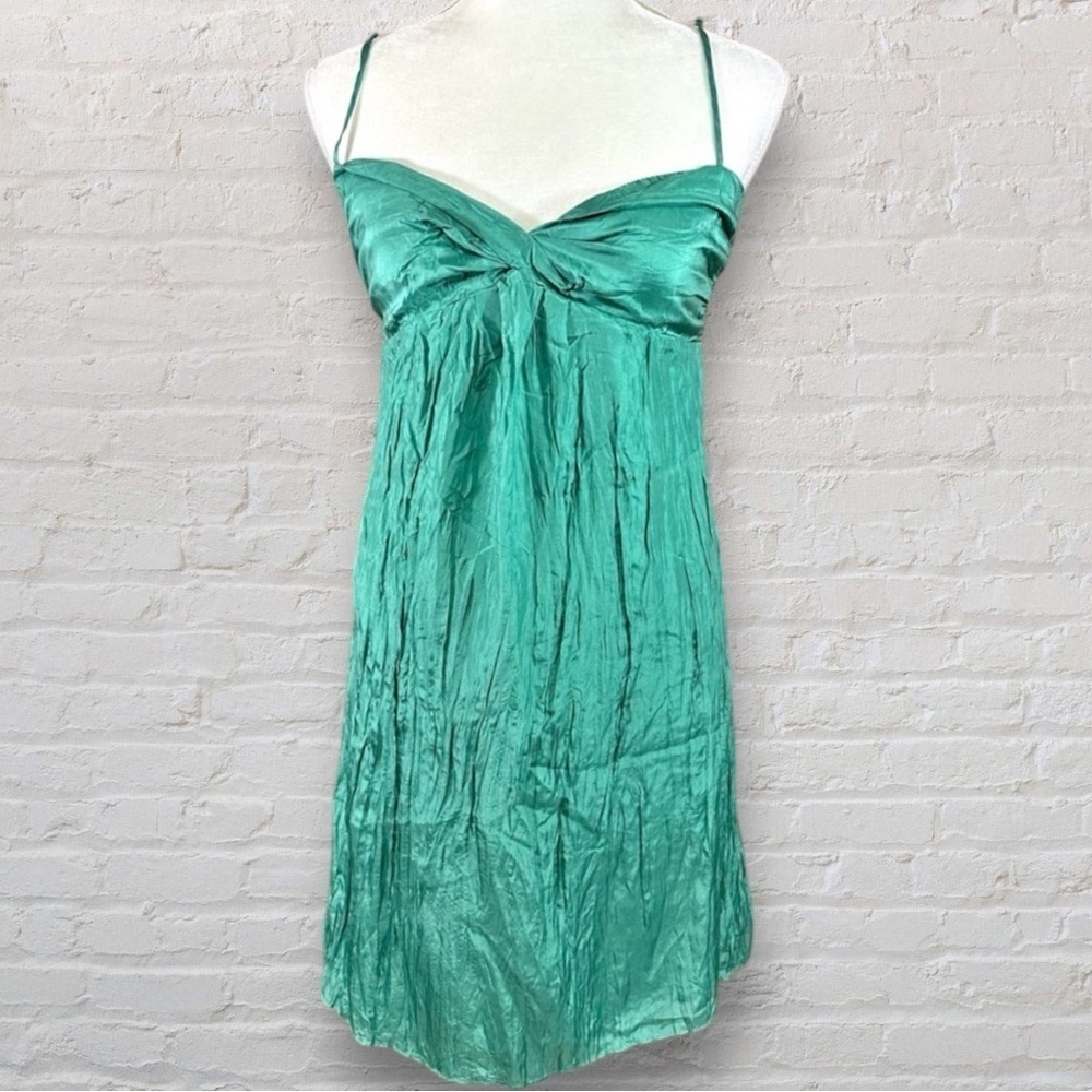 NWT- Ann Taylor Green Silk Habotai Getaway Dress- Size 6